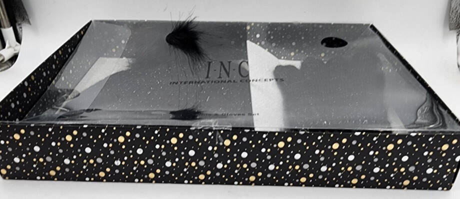 INC International Concepts Glitter Beanie & Glove Set Women's One Size Black
