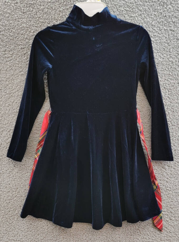 Polo Ralph Lauren Velour Turtleneck Dress Girls 6X Navy 2-Button Placket At Back