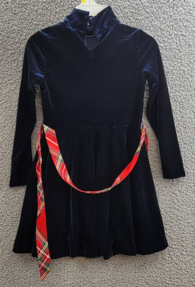 Polo Ralph Lauren Velour Turtleneck Dress Girls 6X Navy 2-Button Placket At Back