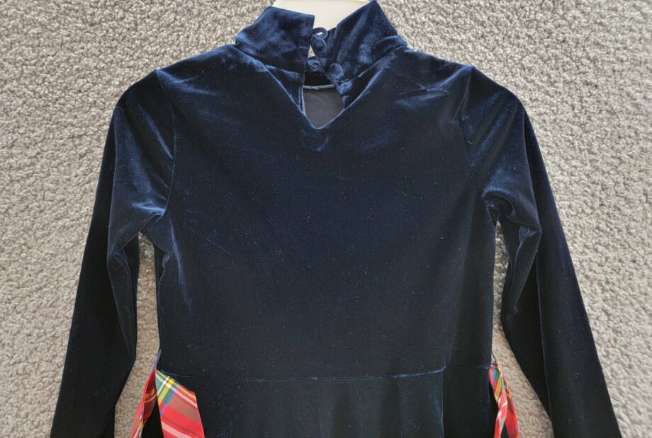 Polo Ralph Lauren Velour Turtleneck Dress Girls 6X Navy 2-Button Placket At Back