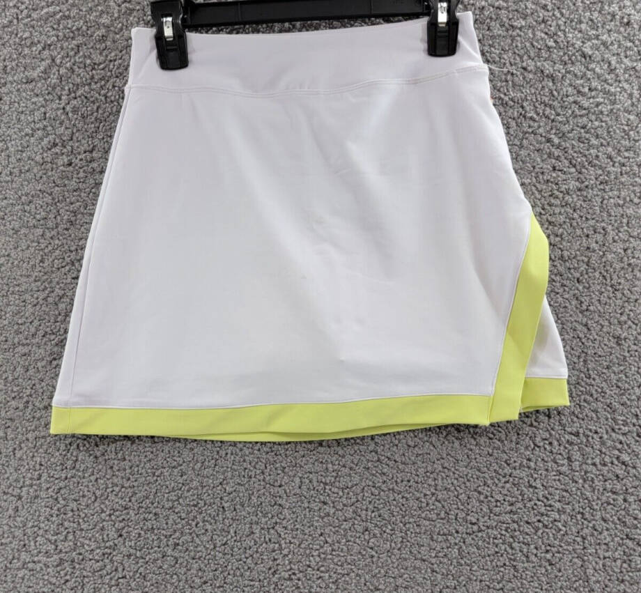 Aqua Athletic Contrast Trim Pull On Skort Women's XS White/Celery Pull On Style