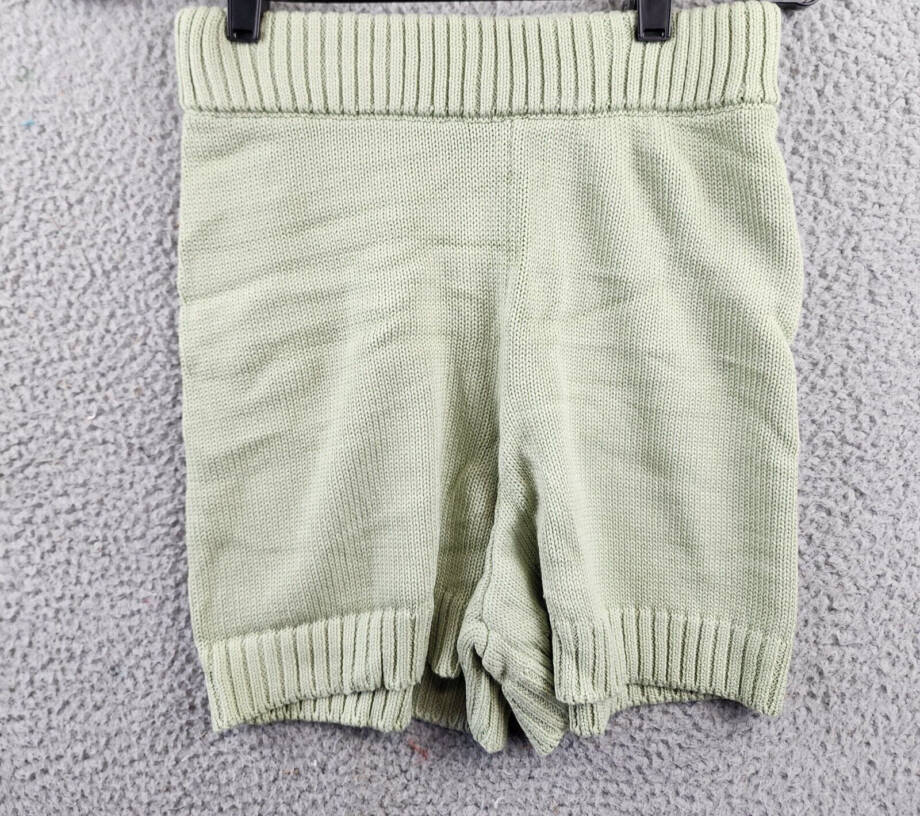 Charlie Holiday Blanche Knit Shorts Women's 4 Sage Ribbed Hem Elastic Waist