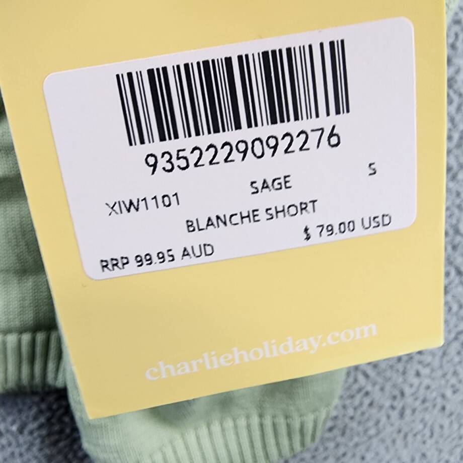 Charlie Holiday Blanche Knit Shorts Women's 4 Sage Ribbed Hem Elastic Waist