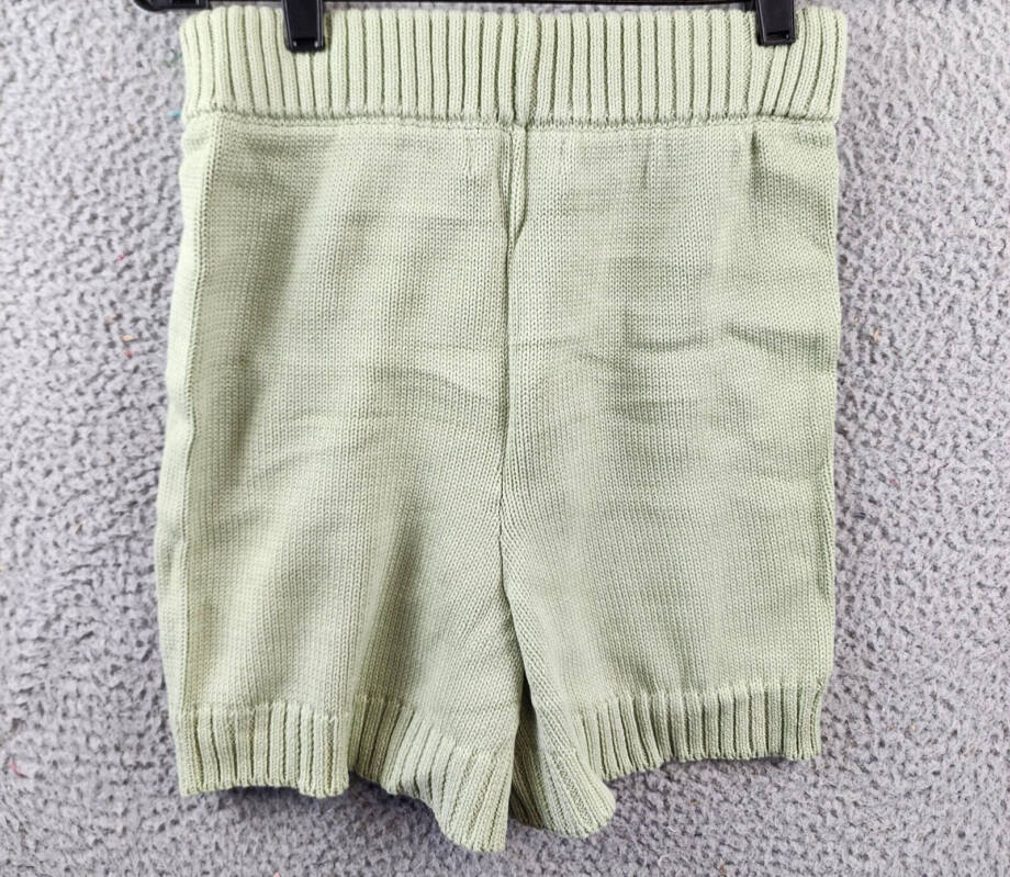 Charlie Holiday Blanche Knit Shorts Women's 4 Sage Ribbed Hem Elastic Waist