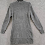 WAYF Lombard Knit Sweater Dress Women's S Heather Grey Pullover Mock Neck Lined