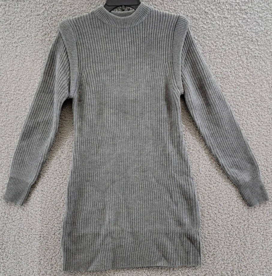 WAYF Lombard Knit Sweater Dress Women's S Heather Grey Pullover Mock Neck Lined