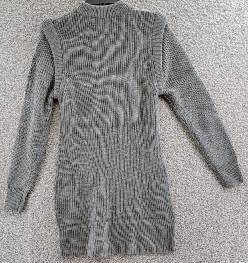 WAYF Lombard Knit Sweater Dress Women's S Heather Grey Pullover Mock Neck Lined