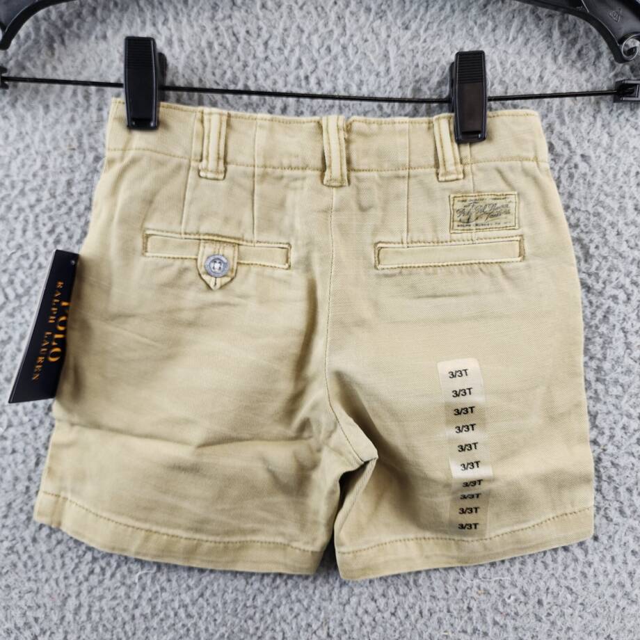 Polo Ralph Lauren Casual Shorts Girls 3 Beige Zip Fly Button Closure Belt Loop