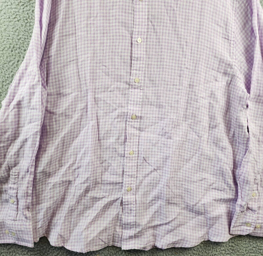 The Men's Store at Bloomingdales Gingham Linen Shirt Men's XXL Orchid Combo L/S~