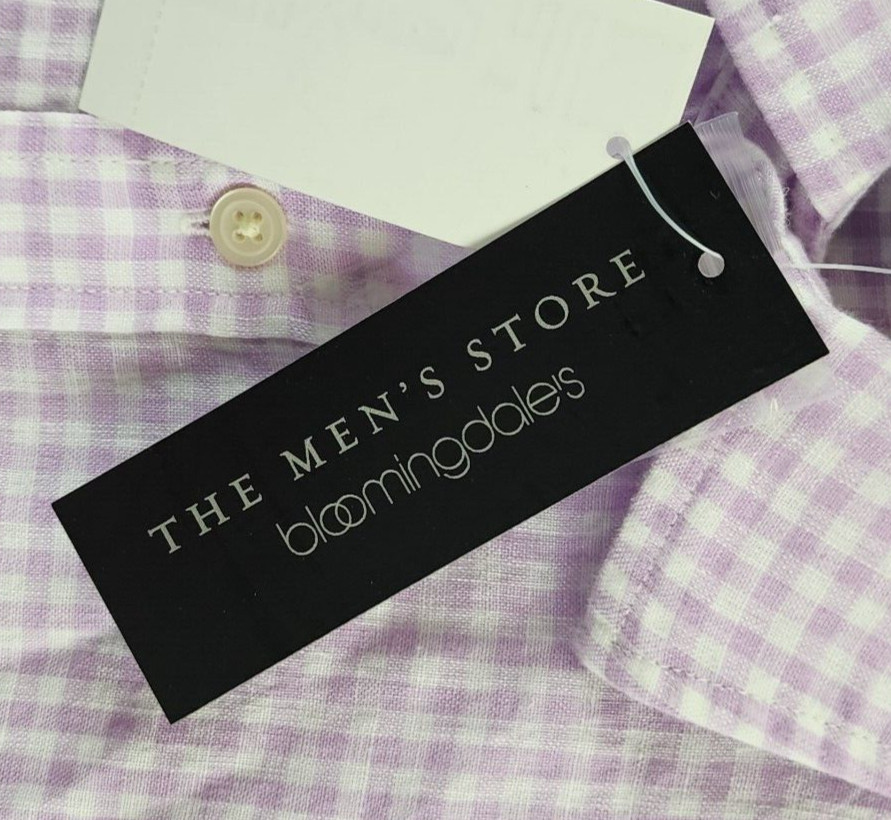 The Men's Store at Bloomingdales Gingham Linen Shirt Men's XXL Orchid Combo L/S~