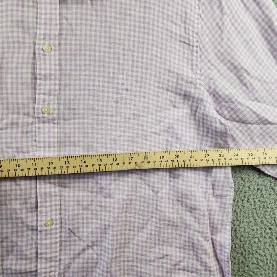 The Men's Store at Bloomingdales Gingham Linen Shirt Men's XXL Orchid Combo L/S~