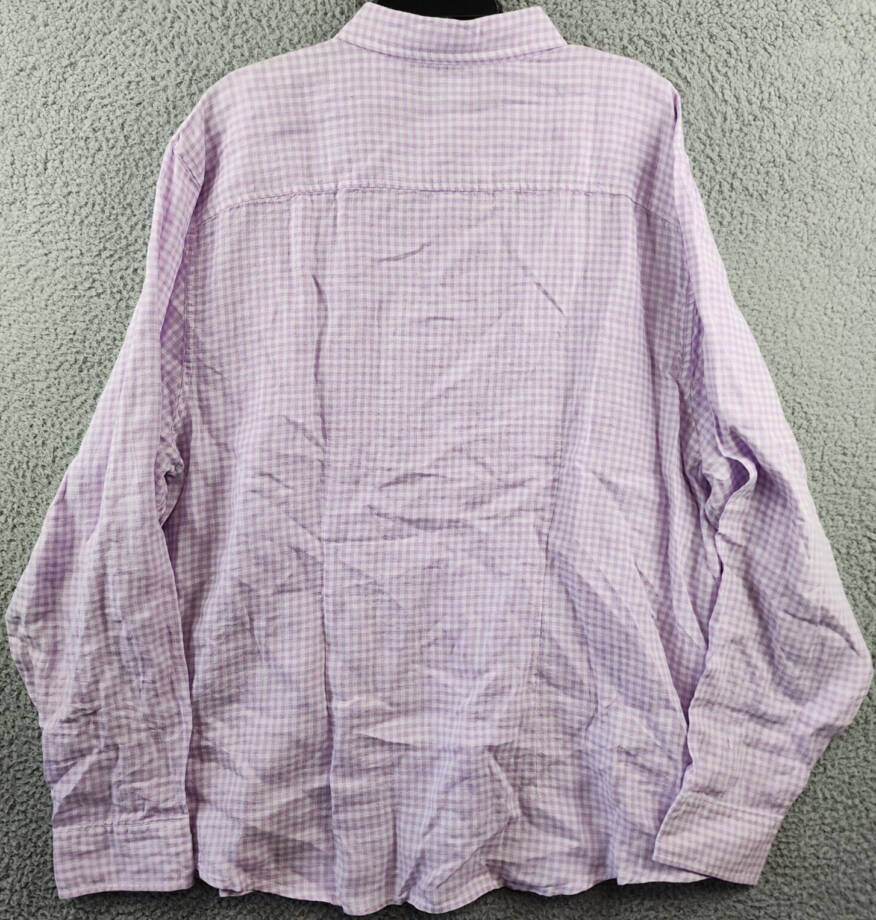 The Men's Store at Bloomingdales Gingham Linen Shirt Men's XXL Orchid Combo L/S~