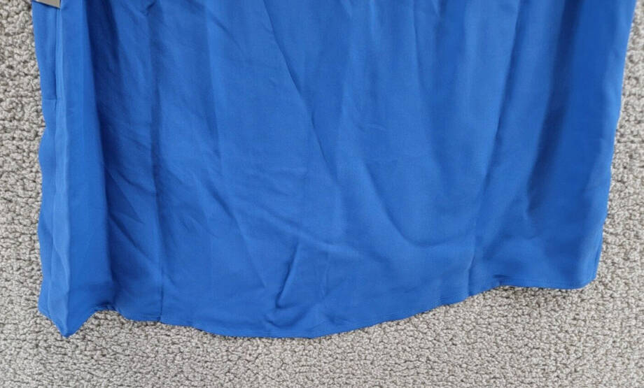 VINCE CAMUTO Sleeveless Tulip Hem Top Women's M Sapphire Blue Split Crewneck Tie