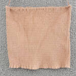 WAYF Kelli Smocked Tube Top Women's L Sand Solid Strapless Neck Stretch Pullover