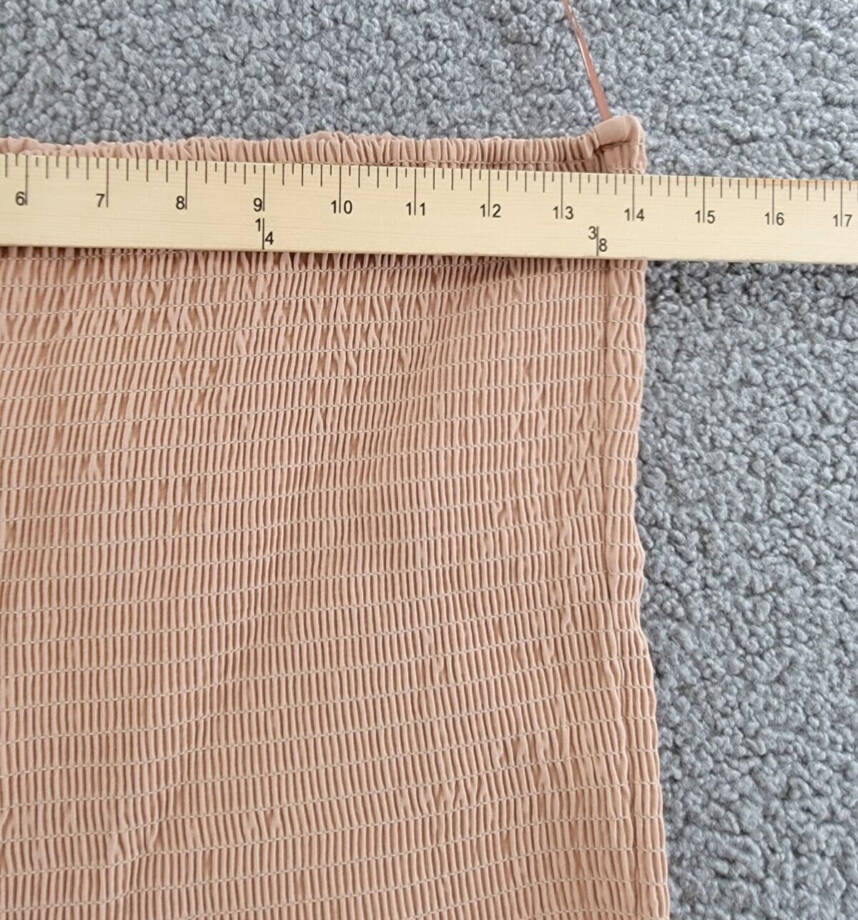 WAYF Kelli Smocked Tube Top Women's L Sand Solid Strapless Neck Stretch Pullover