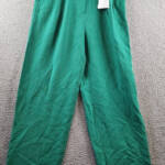 Lucy Paris Tammy Wide Leg Pants Women's S Green Solid Pleated Slash Pockets~