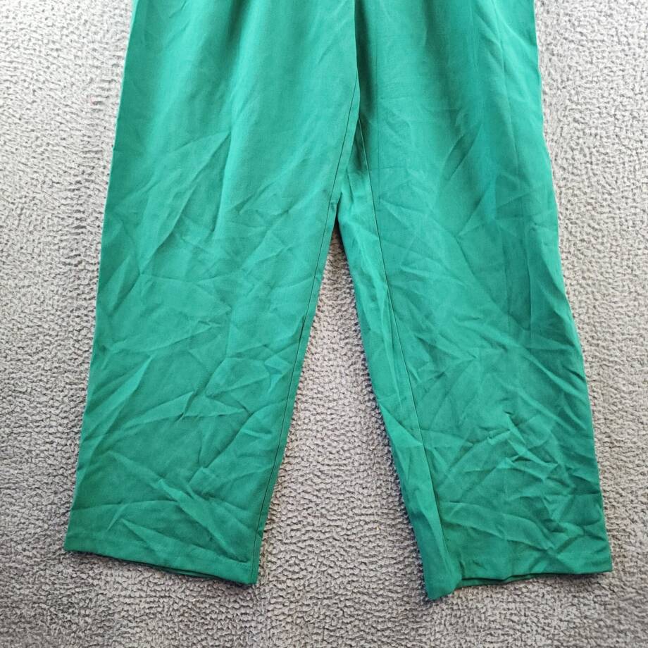 Lucy Paris Tammy Wide Leg Pants Women's S Green Solid Pleated Slash Pockets~