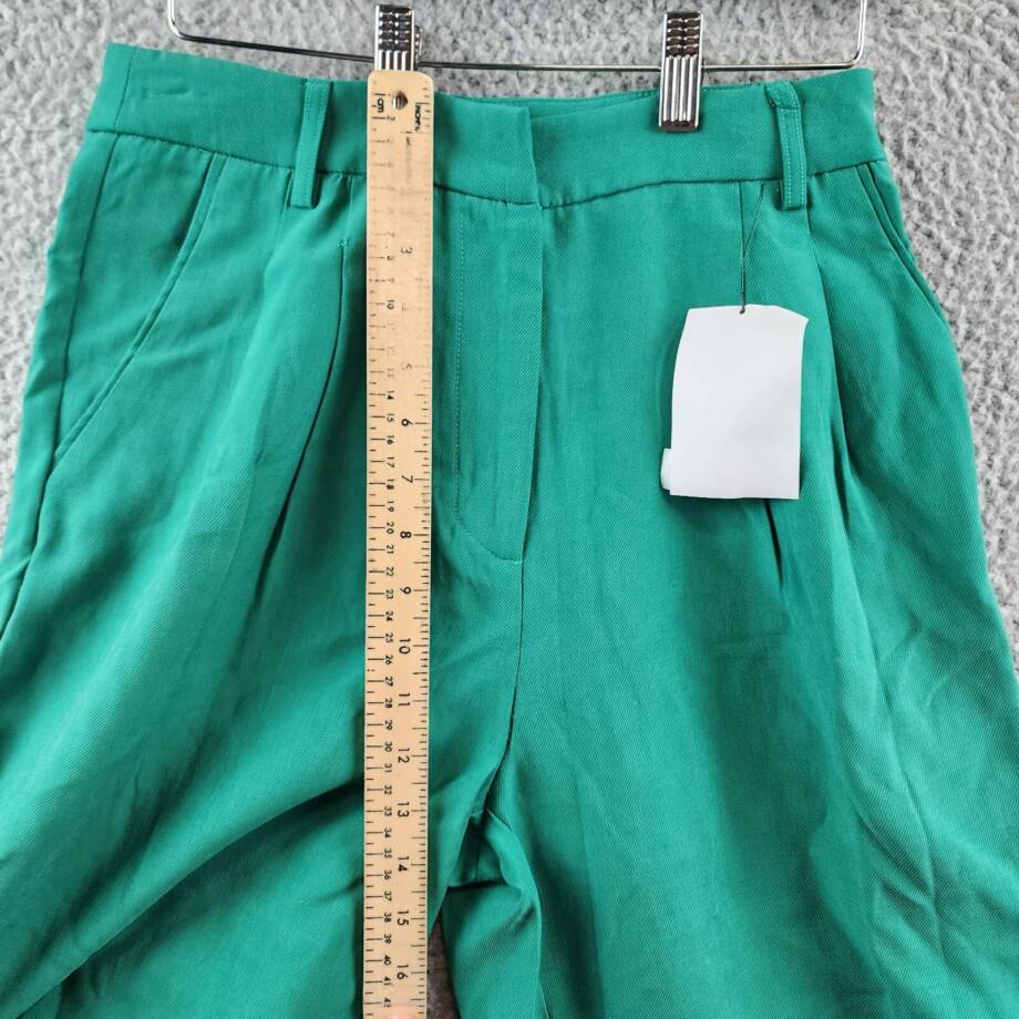 Lucy Paris Tammy Wide Leg Pants Women's S Green Solid Pleated Slash Pockets~
