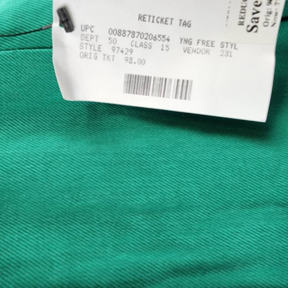 Lucy Paris Tammy Wide Leg Pants Women's S Green Solid Pleated Slash Pockets~