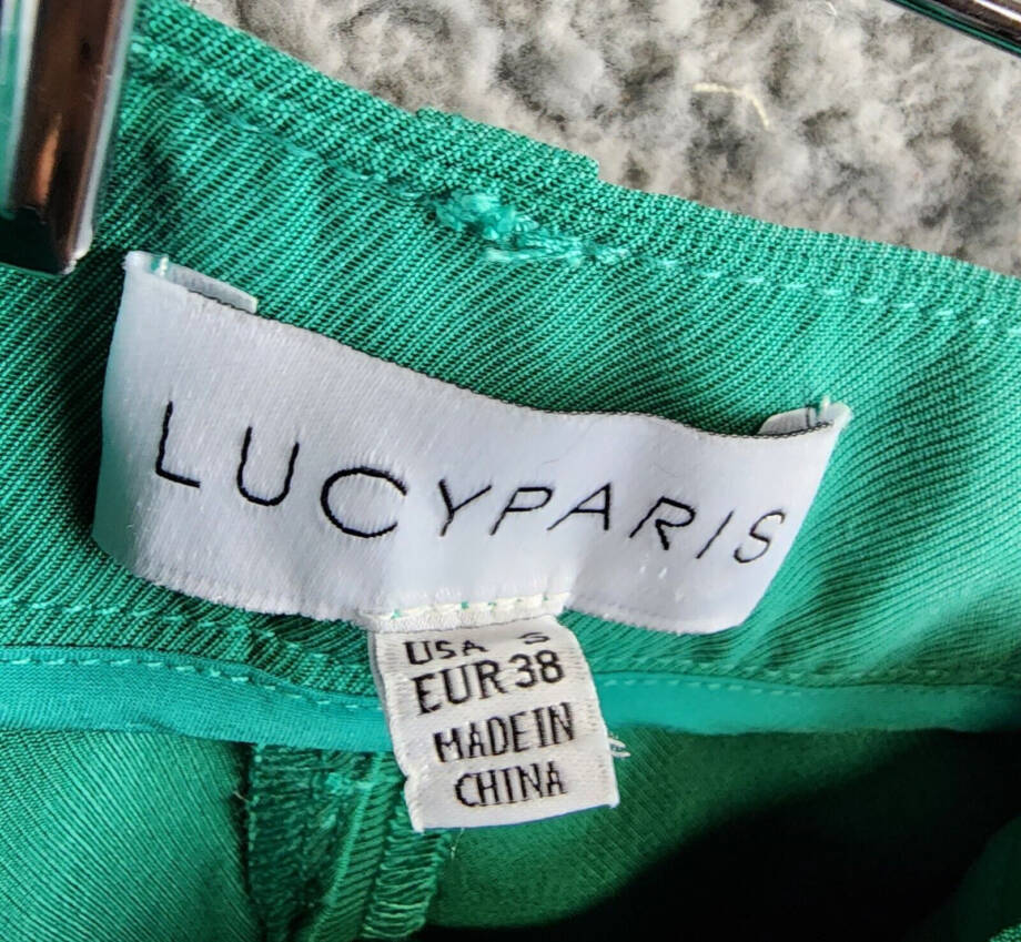 Lucy Paris Tammy Wide Leg Pants Women's S Green Solid Pleated Slash Pockets~