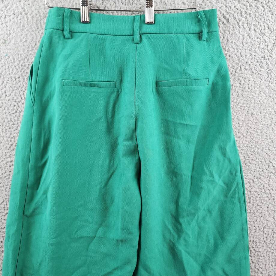 Lucy Paris Tammy Wide Leg Pants Women's S Green Solid Pleated Slash Pockets~