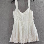 Aqua Corset Lace Up Back Mini Dress Women's XL White Sweetheart Neck Side Zip