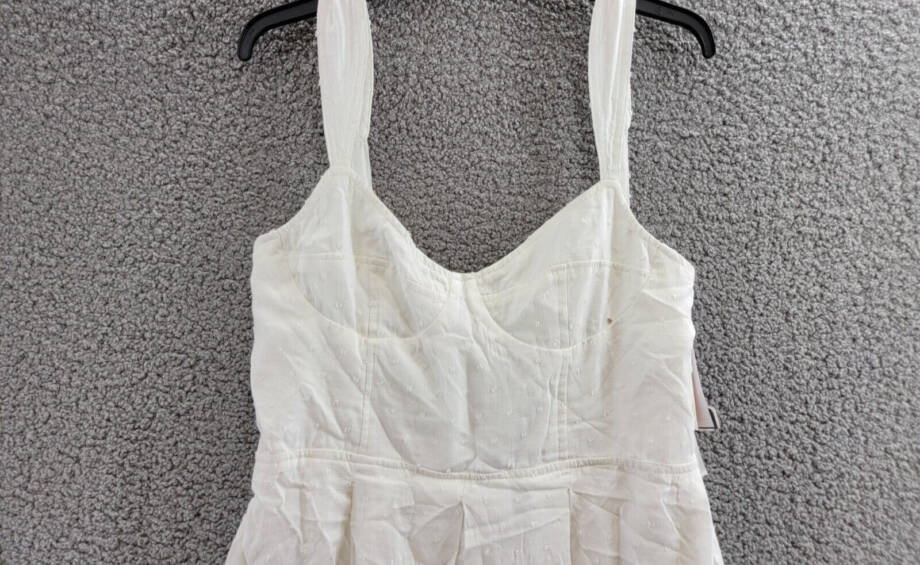 Aqua Corset Lace Up Back Mini Dress Women's XL White Sweetheart Neck Side Zip