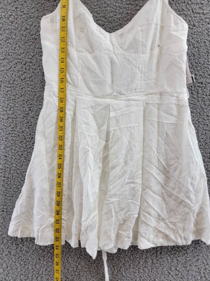 Aqua Corset Lace Up Back Mini Dress Women's XL White Sweetheart Neck Side Zip