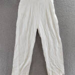 WAYF High Rise Pleated Pants Women's L White Side Pockets Hook & Bar Zip Closure