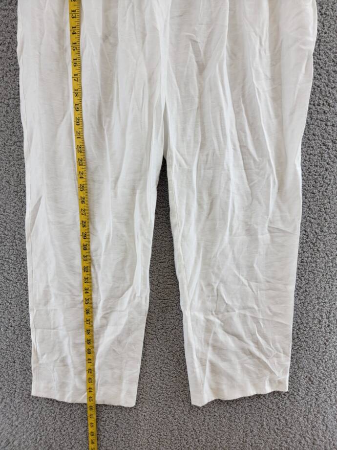 WAYF High Rise Pleated Pants Women's L White Side Pockets Hook & Bar Zip Closure