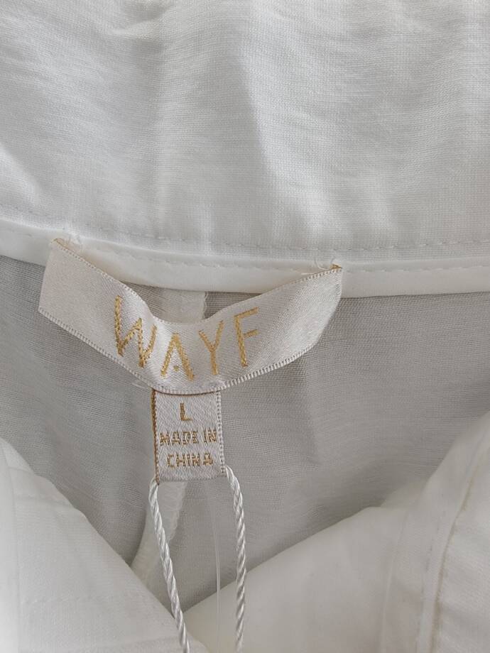 WAYF High Rise Pleated Pants Women's L White Side Pockets Hook & Bar Zip Closure