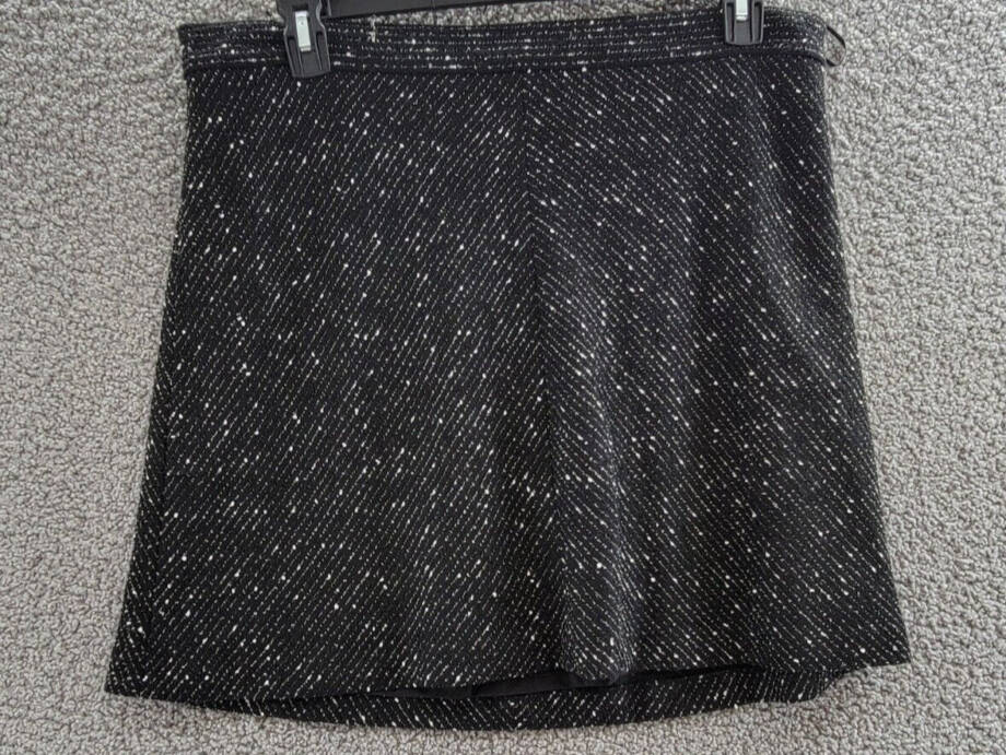DKNY Knit Tweed A-Line Skirt Women's 16 Black/White Herringbone Back Zip Closure