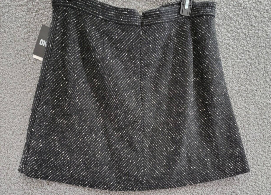 DKNY Knit Tweed A-Line Skirt Women's 16 Black/White Herringbone Back Zip Closure