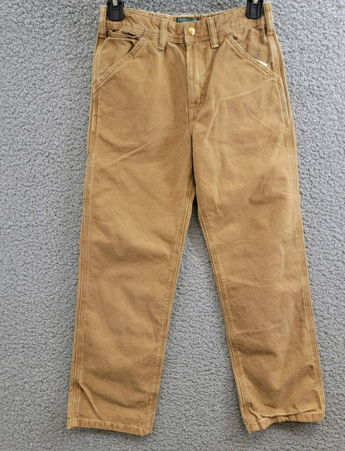 Ralph Lauren Canvas Carpenter Pants Big Boys' 12 Beige Solid Zip Snap Closure