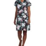 Miss Elaine Short-Sleeve Floral Robe Women's XS Seaside V-Neck Snap Closure