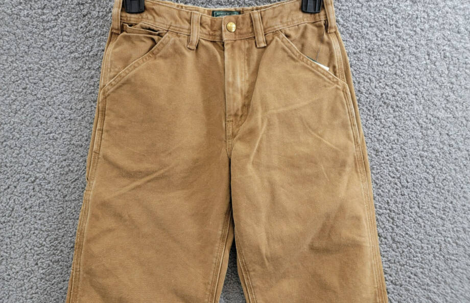 Ralph Lauren Canvas Carpenter Pants Big Boys' 12 Beige Solid Zip Snap Closure