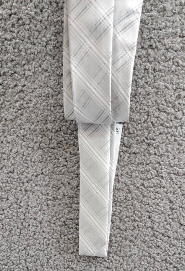 Calvin Klein Frosted Plaid Tie Men's One Size Silver Slim Design Pointed Style