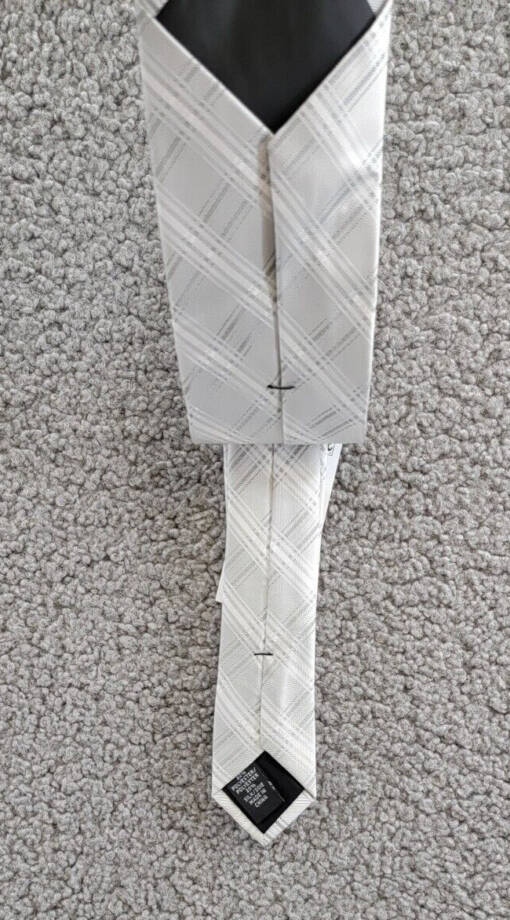 Calvin Klein Frosted Plaid Tie Men's One Size Silver Slim Design Pointed Style