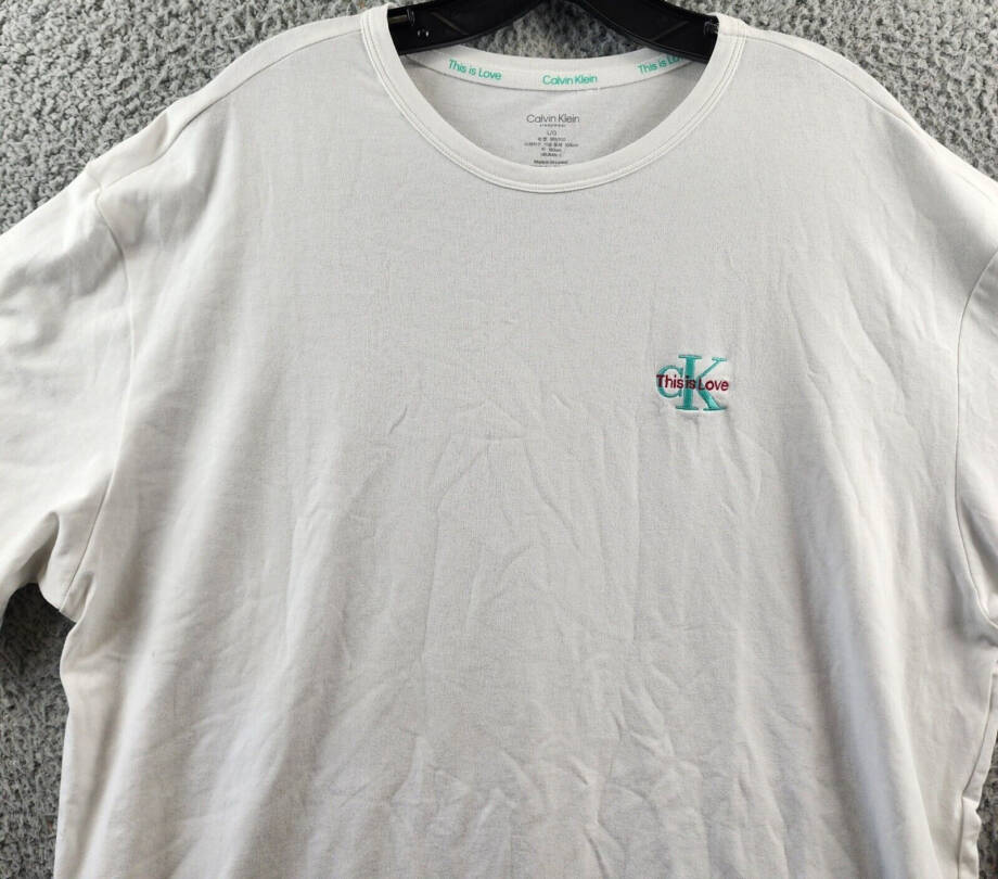 Calvin Klein Pride This Is Love Embroidered Logo Pajama Top Men's L White S/S