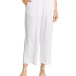 Cupio Linen Blend Pull On Pants Women's XL Bright White Pocket Elasticized Waist