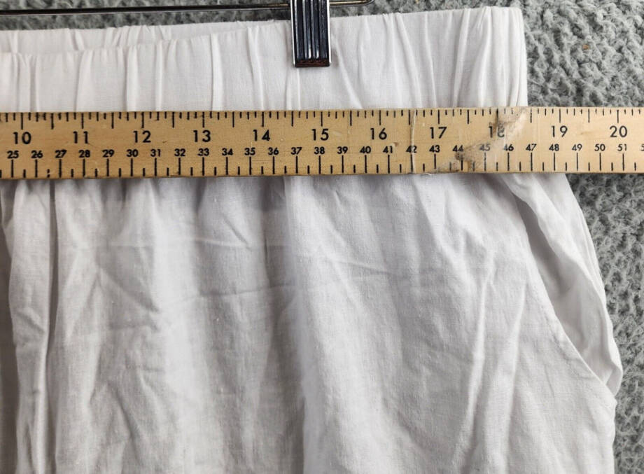 Cupio Linen Blend Pull On Pants Women's XL Bright White Pocket Elasticized Waist