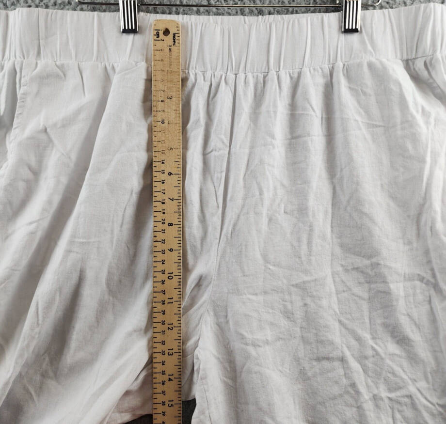 Cupio Linen Blend Pull On Pants Women's XL Bright White Pocket Elasticized Waist