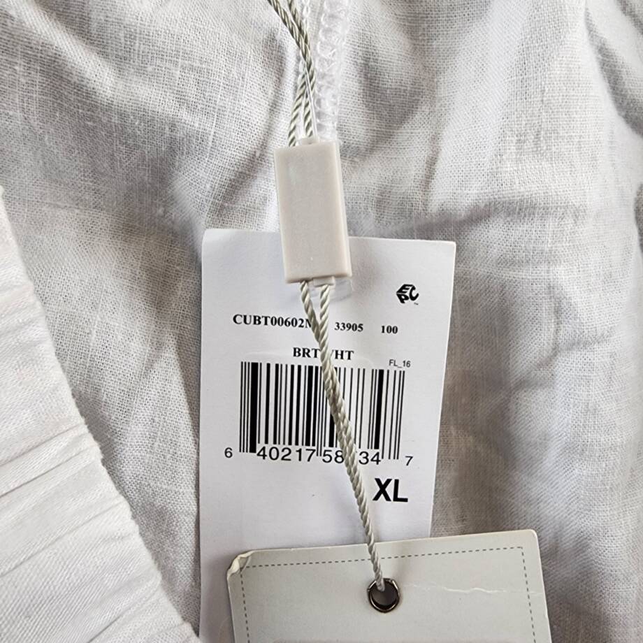 Cupio Linen Blend Pull On Pants Women's XL Bright White Pocket Elasticized Waist