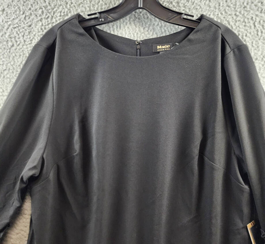 Maree Pour Toi Plus Size Ruffle Sleeve Sheath Dress Women's 16 Black Back Zip