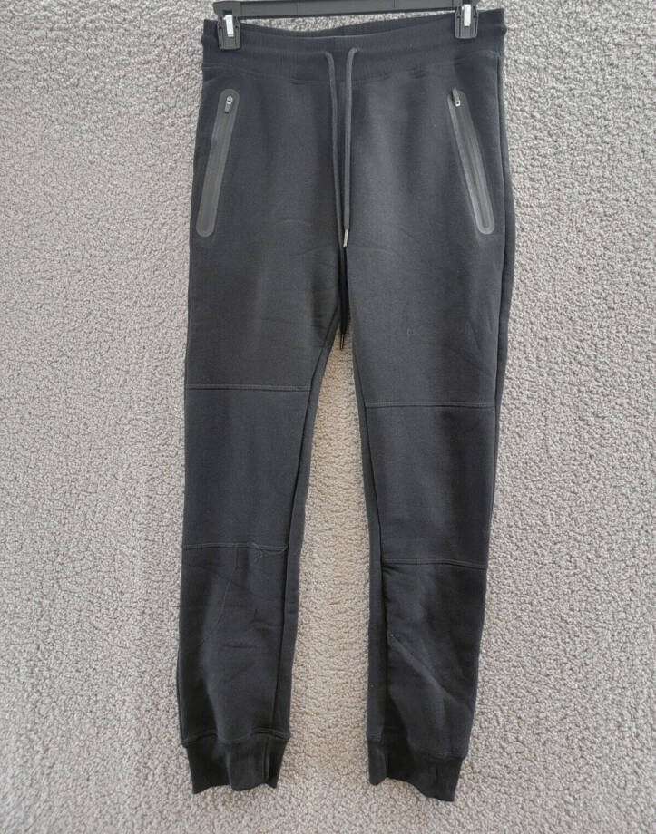 Blu Rock Slim Fit Fleece Jogger Pants Men's M Black Heat Seal Zipper Pockets
