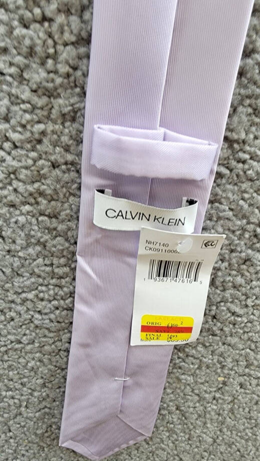 Calvin Klein Unison Solid Tie Men's One Size Lilac Classic Design Pointed Style