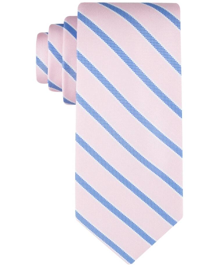 Tommy Hilfiger Silk Blend Oxford Stripe Tie Men's Pink Adjustable~