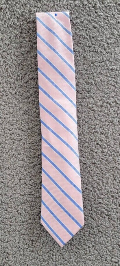 Tommy Hilfiger Silk Blend Oxford Stripe Tie Men's Pink Adjustable~