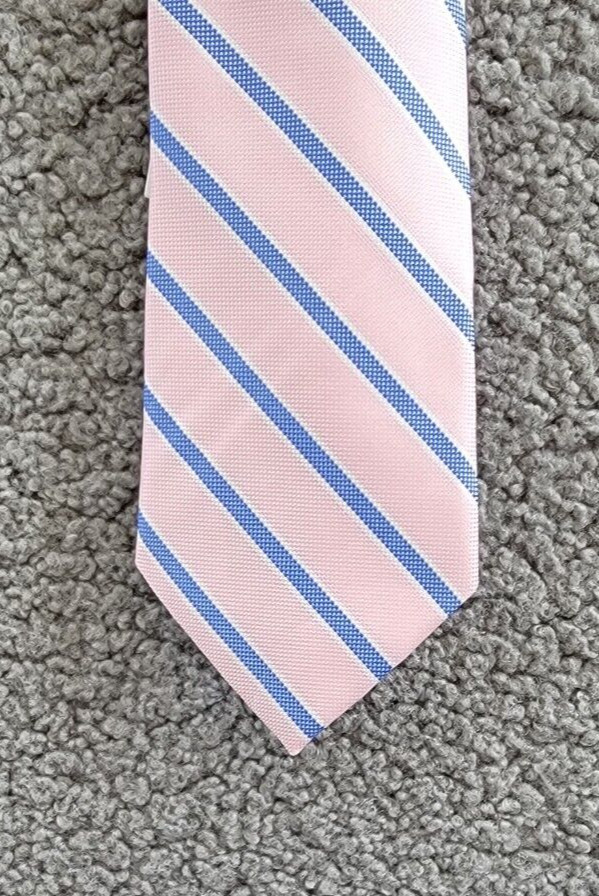 Tommy Hilfiger Silk Blend Oxford Stripe Tie Men's Pink Adjustable~