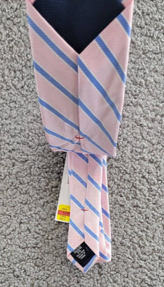Tommy Hilfiger Silk Blend Oxford Stripe Tie Men's Pink Adjustable~